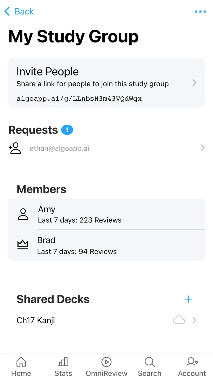 Sharing decks in an AlgoApp Study Group